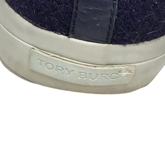 Tory Burch RUDI Stardust Ombre Slip On Sneaker Navy Blue Olive Green Wool Felt 7 - Picture 9 of 11